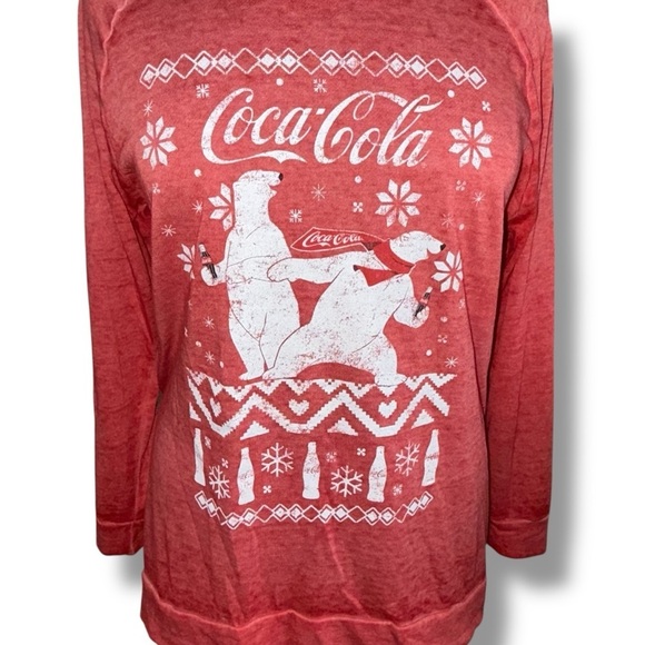 LANE BRYANT Classic High-Low Coca-Cola Bears Graphic Sweatshirt - Red Plus 14/16 - Picture 6 of 14